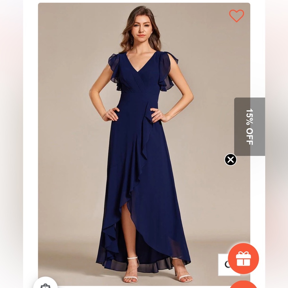 Ever-Pretty Chiffon Formal Dresses V Neck Ruffle Sleeves High Low Dress S 4